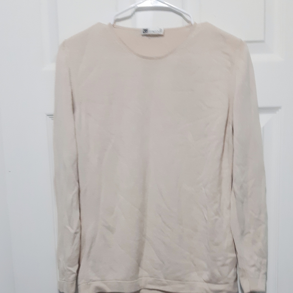 Giorgio Cream Long Sleeve Crewneck Top